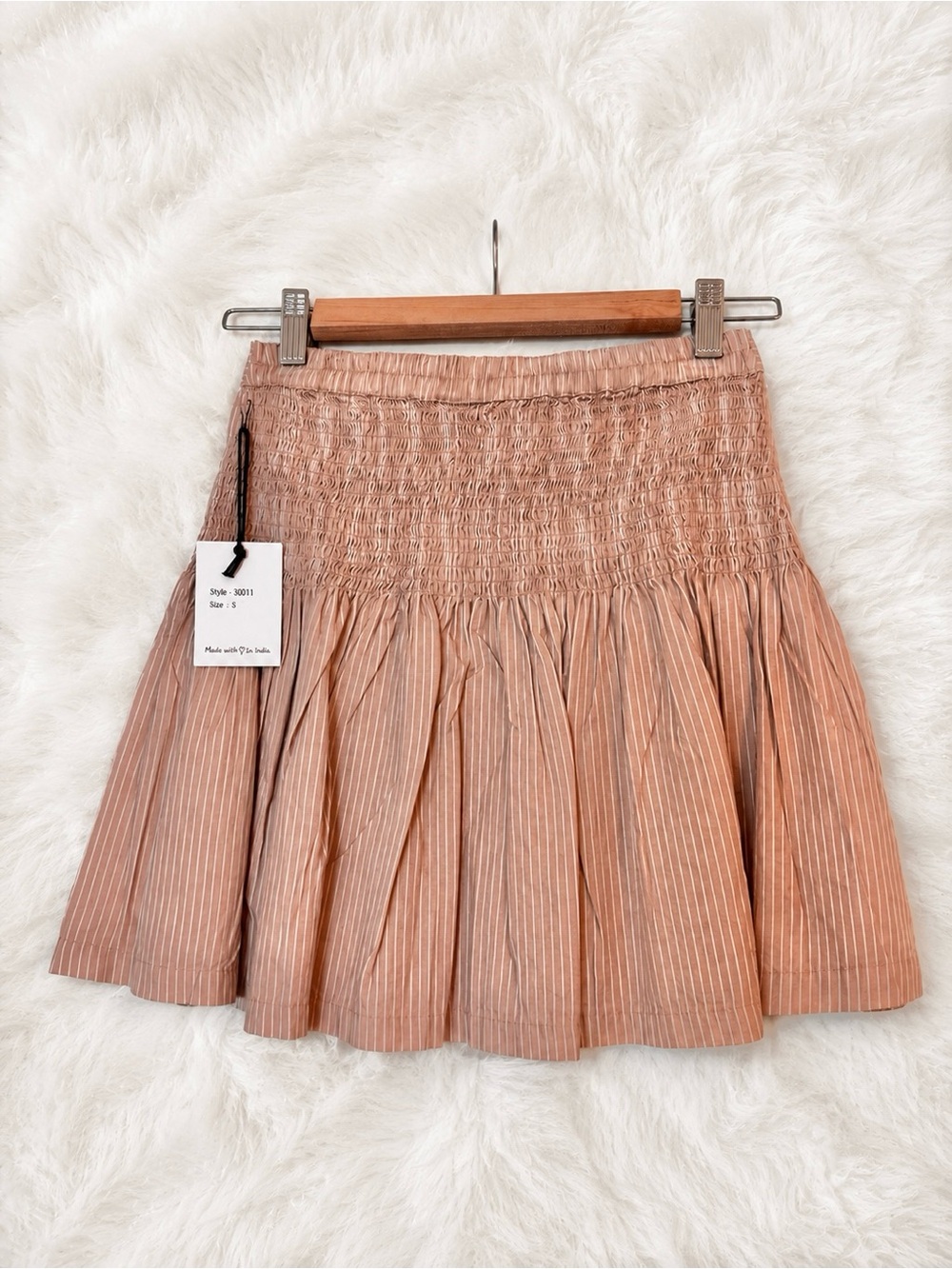 Japna Striped Smocked Mini Skirt
